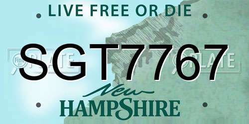 SGT7767 New Hampshire License Plate