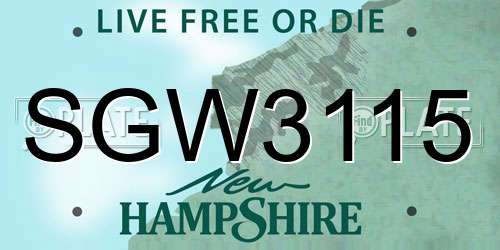 SGW3115 New Hampshire License Plate