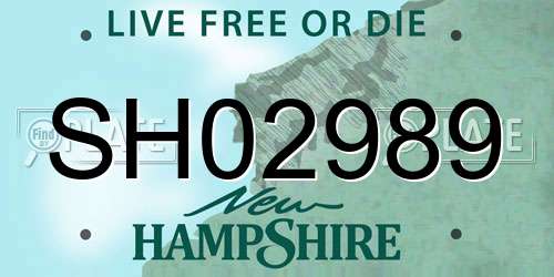 SH02989 New Hampshire License Plate