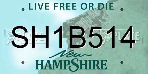 SH1B514 New Hampshire License Plate