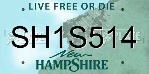 SH1S514 New Hampshire License Plate