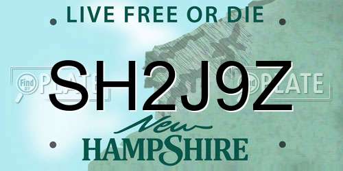 SH2J9Z New Hampshire License Plate