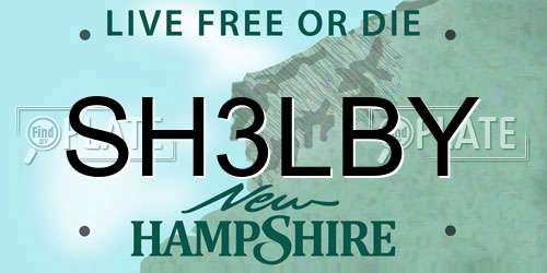 SH3LBY New Hampshire License Plate