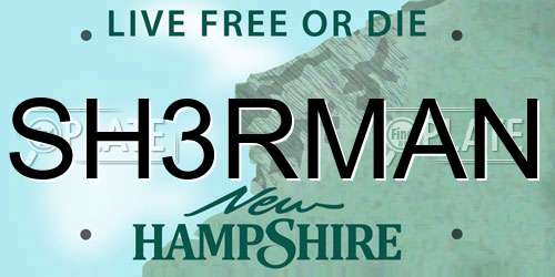 SH3RMAN New Hampshire License Plate