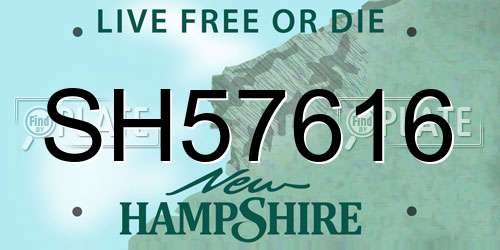 SH57616 New Hampshire License Plate