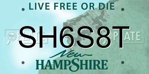 SH6S8T New Hampshire License Plate