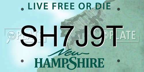 SH7J9T New Hampshire License Plate
