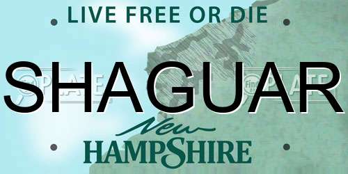 SHAGUAR New Hampshire License Plate
