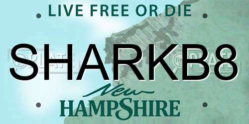 SHARKB8 New Hampshire License Plate