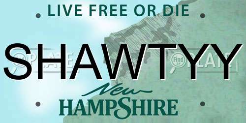 SHAWTYY New Hampshire License Plate