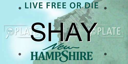 SHAY New Hampshire License Plate