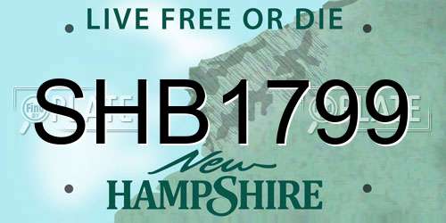 SHB1799 New Hampshire License Plate