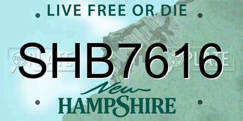 SHB7616 New Hampshire License Plate