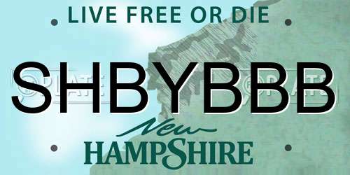 SHBYBBB New Hampshire License Plate