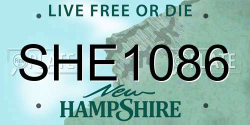 SHE1086 New Hampshire License Plate