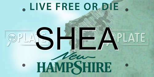 SHEA New Hampshire License Plate