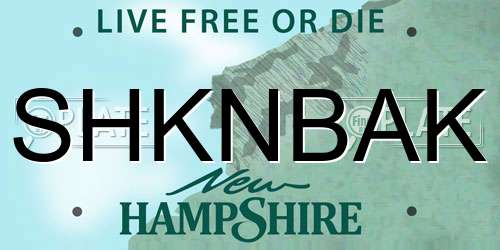 SHKNBAK New Hampshire License Plate