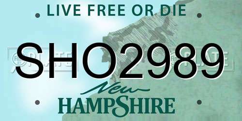 SHO2989 New Hampshire License Plate