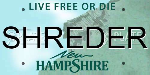 SHREDER New Hampshire License Plate