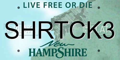 SHRTCK3 New Hampshire License Plate