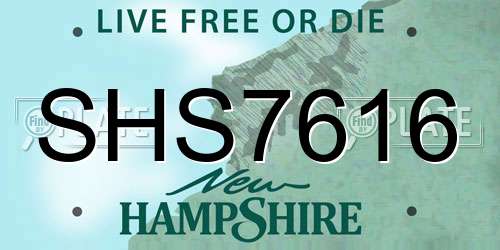 SHS7616 New Hampshire License Plate