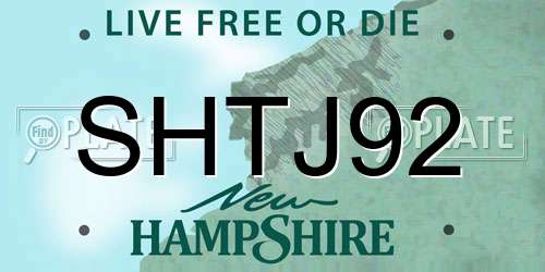 SHTJ92 New Hampshire License Plate