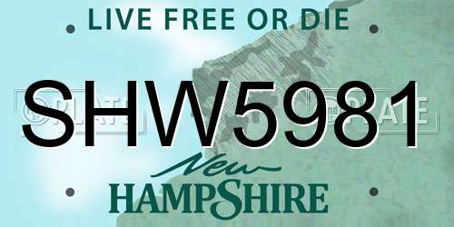 SHW5981 New Hampshire License Plate