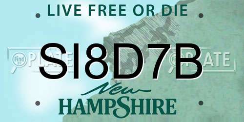 SI8D7B New Hampshire License Plate