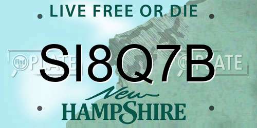 SI8Q7B New Hampshire License Plate