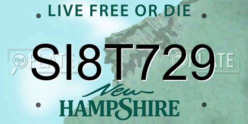 SI8T729 New Hampshire License Plate