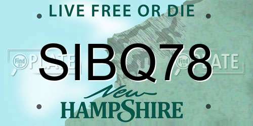 SIBQ78 New Hampshire License Plate