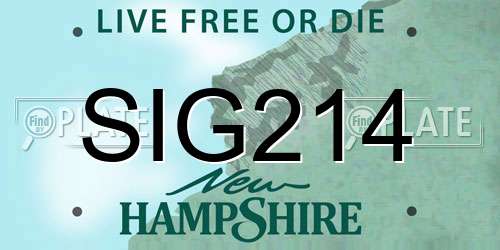 SIG214 New Hampshire License Plate