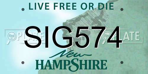 SIG574 New Hampshire License Plate