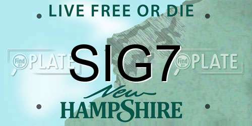 SIG7 New Hampshire License Plate