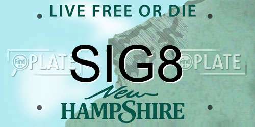 SIG8 New Hampshire License Plate