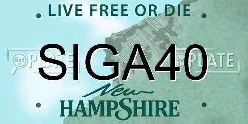 SIGA40 New Hampshire License Plate