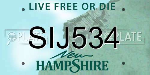 SIJ534 New Hampshire License Plate