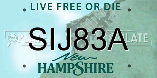 SIJ83A New Hampshire License Plate