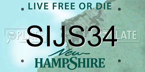 SIJS34 New Hampshire License Plate
