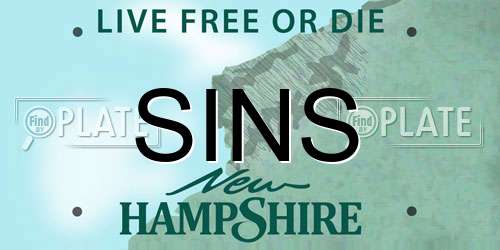 SINS New Hampshire License Plate