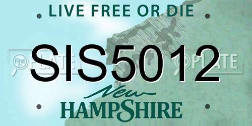 SIS5012 New Hampshire License Plate