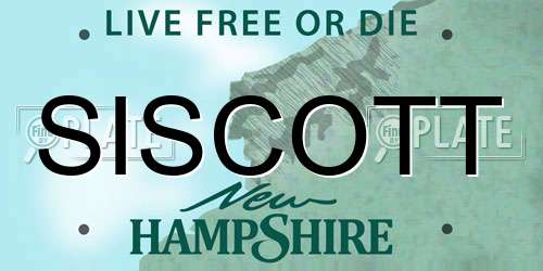 SISCOTT New Hampshire License Plate