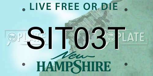 SIT03T New Hampshire License Plate