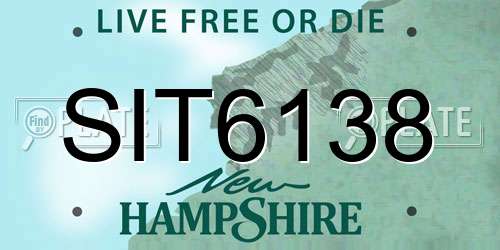 SIT6138 New Hampshire License Plate
