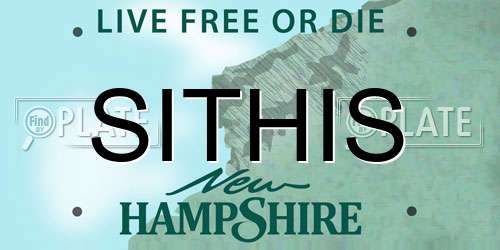 SITHIS New Hampshire License Plate
