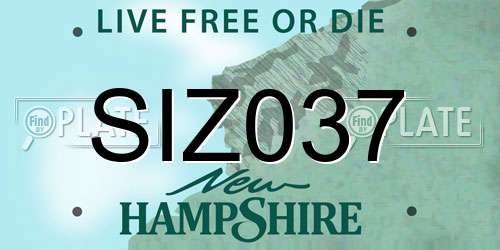 SIZ037 New Hampshire License Plate