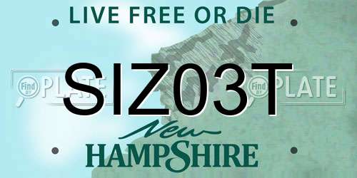 SIZ03T New Hampshire License Plate