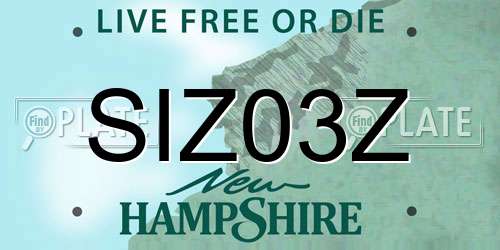 SIZ03Z New Hampshire License Plate