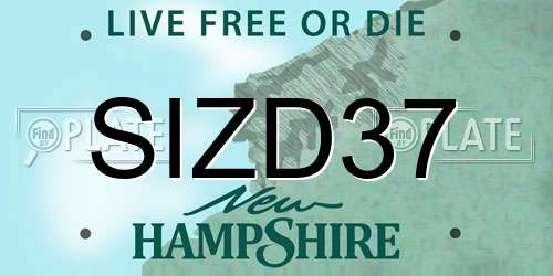 SIZD37 New Hampshire License Plate