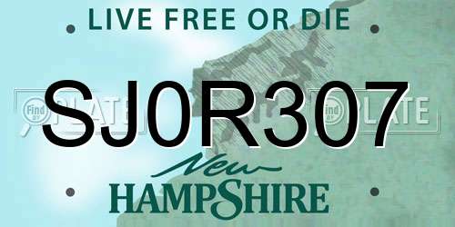 SJ0R307 New Hampshire License Plate